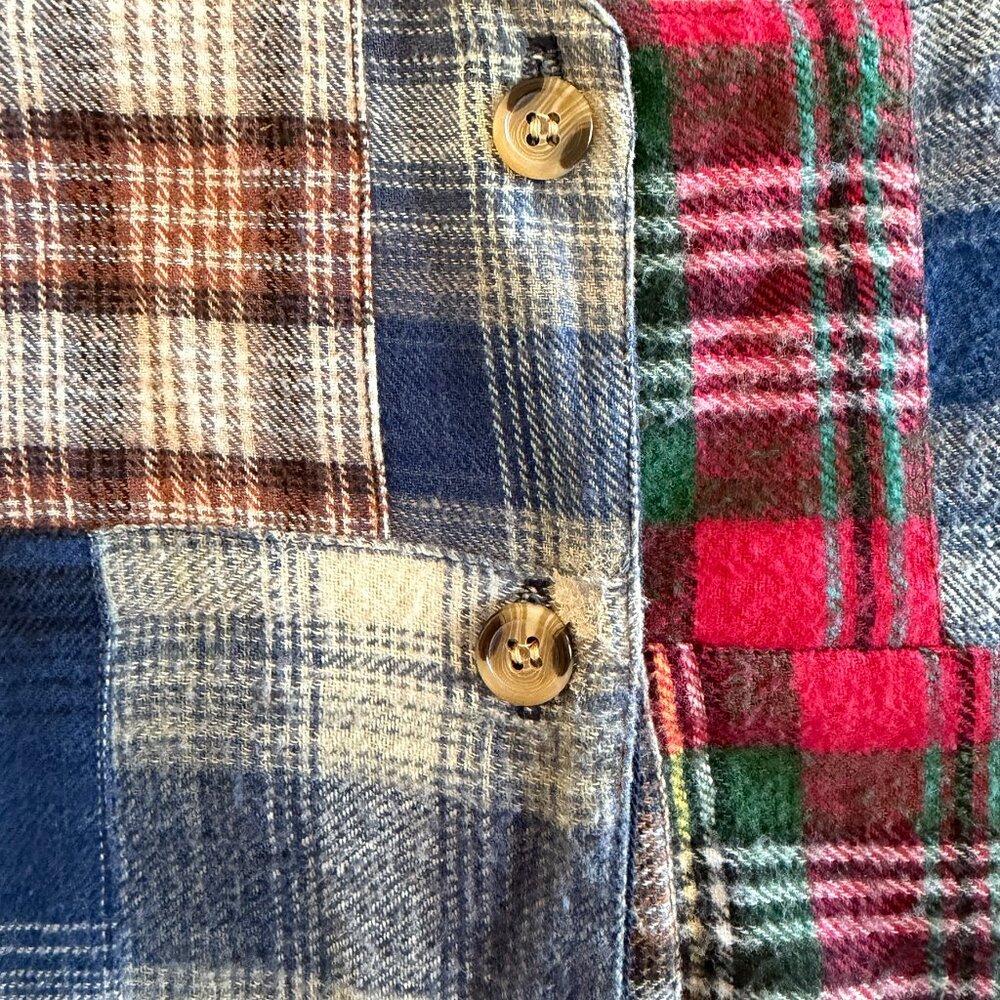 VINTAGE 80s Solutions Patchwork Plaid Flannel But… - image 3
